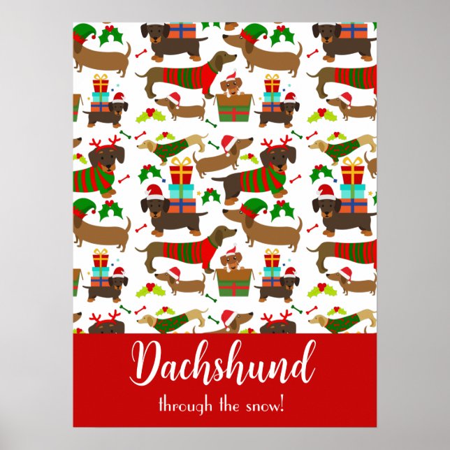Póster Navidades Dachshund Funny Holiday (Frente)
