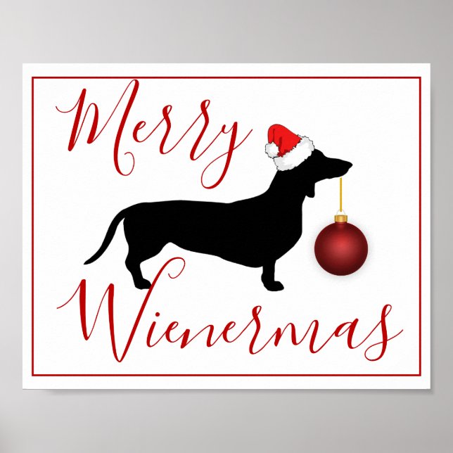 Póster Navidades Dachshund Funny Merry Wienermas (Frente)