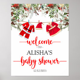 Póster Navidades dan la bienvenida al Rótulo Baby Shower