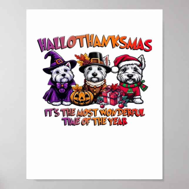 Póster Navidades de Acción de Gracias de Escocia Terrier  (Frente)
