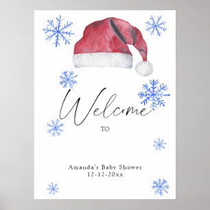 Póster Navidades de acuarela santa hat