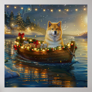 Póster Navidades de Akita norteamericanos disfrutan de un