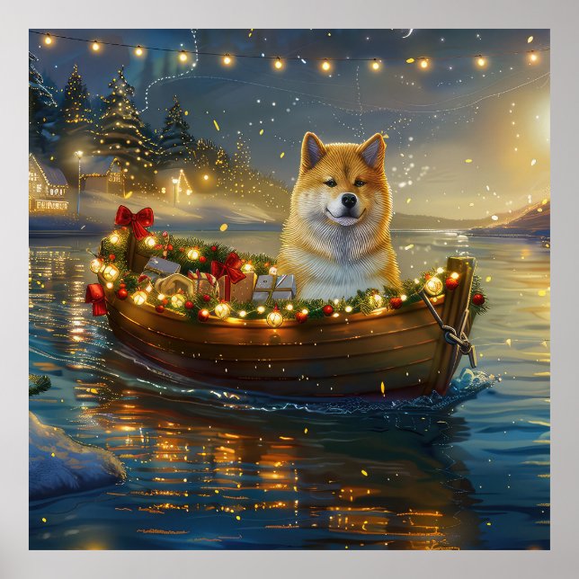 Póster Navidades de Akita norteamericanos disfrutan de un (Frente)