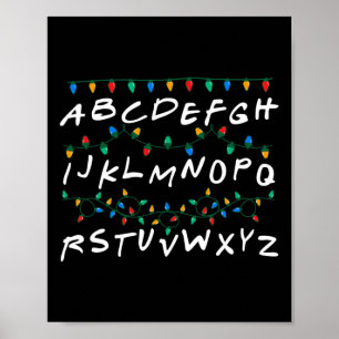 Póster Navidades de alfabeto iluminan pijamas coincidente