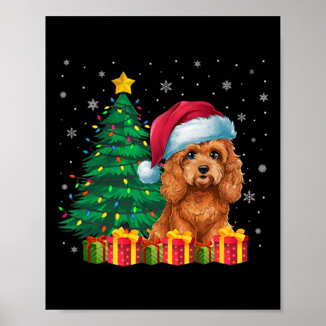 Póster Navidades de Apoo Santa Hat iluminan al perro con  (Frente)