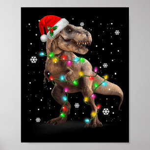 Póster Navidades de árbol de dinosaurio T-rex Navidad Mas