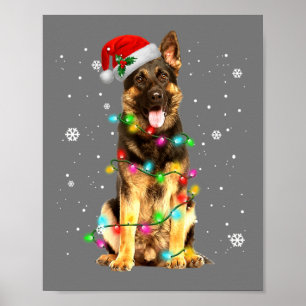 Póster Navidades de árbol de pastores alemanes dulces nav