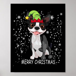 Póster Navidades de árbol de perros de Boston terrier sus