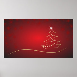 Póster navidades de árboles de navidad rojos
