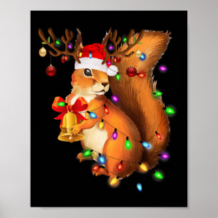 Póster Navidades de ardilla de familia ligera con suéter