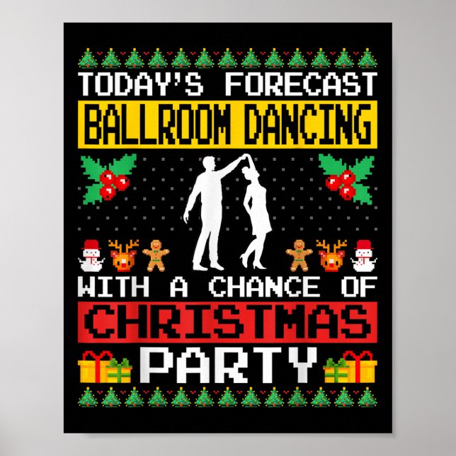 Póster Navidades de baile Fiesta Bailarina D (Frente)