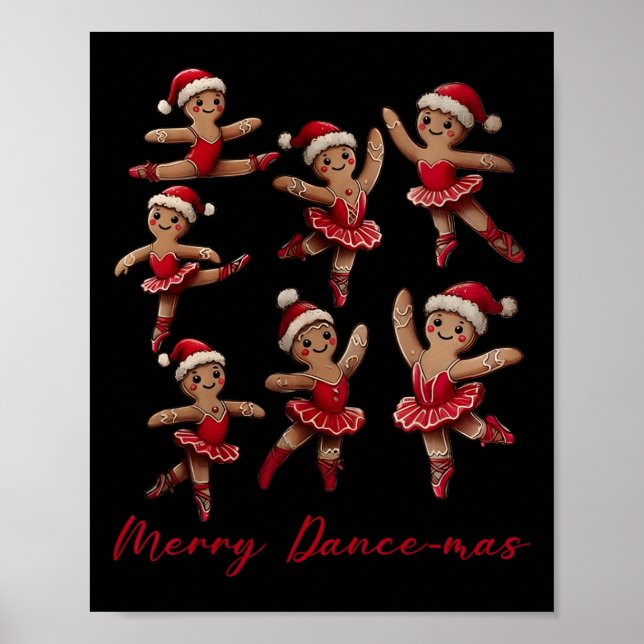 Póster Navidades de ballet de bailarinas Gingerbread (Frente)