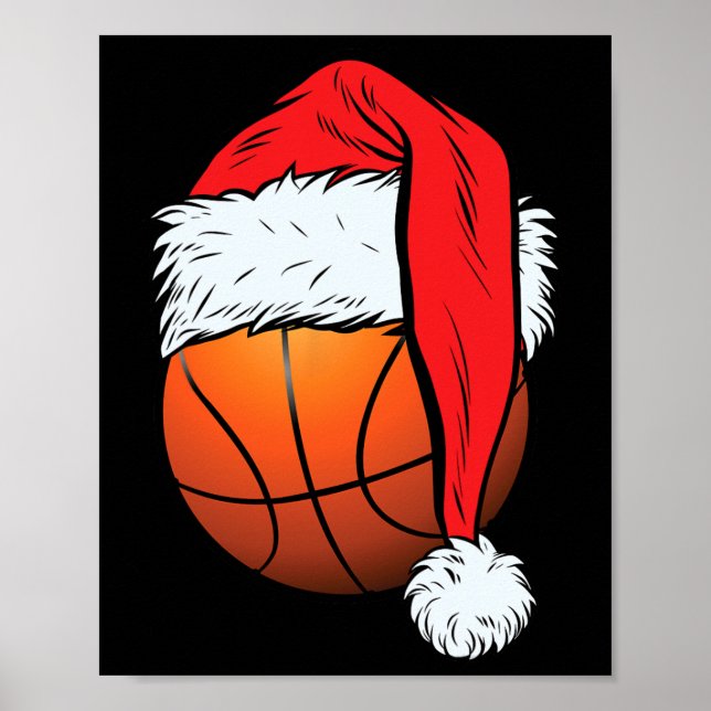 Póster Navidades de baloncesto Ball Santa Hat Xmas (Frente)
