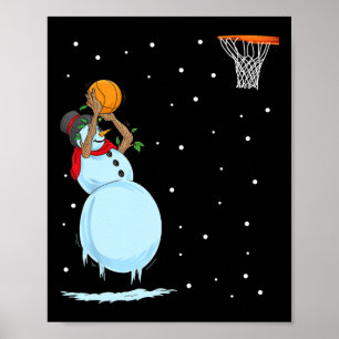 Póster Navidades de baloncesto de Fun Snowman
