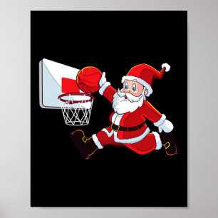 Póster Navidades de baloncesto Santa Claus Slam Dunk