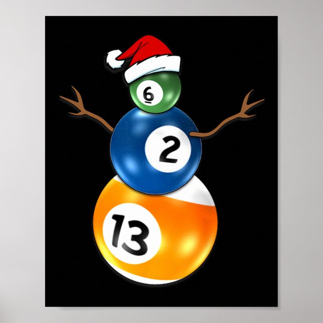 Póster Navidades De Billar Snowman Con Mesa De Billar (Frente)