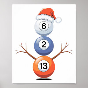 Póster Navidades De Billar Snowman Con Mesa De Billar