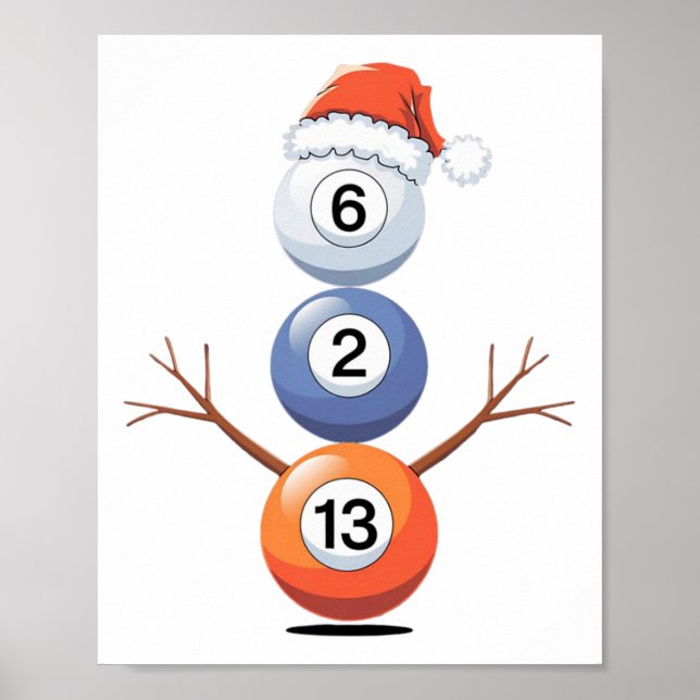 Póster Navidades De Billar Snowman Con Mesa De Billar (Frente)
