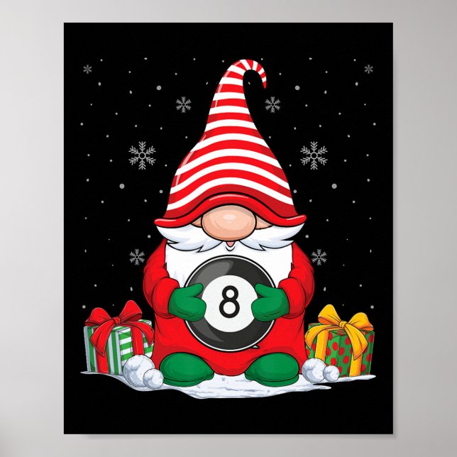 Póster Navidades de Billiard Ball Gnomes Cute Billiard Ba (Frente)