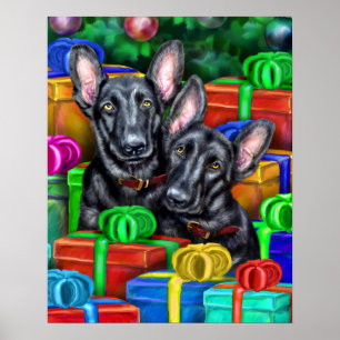 Póster Navidades de Blk de Shepherd Open Gifts de Alemani