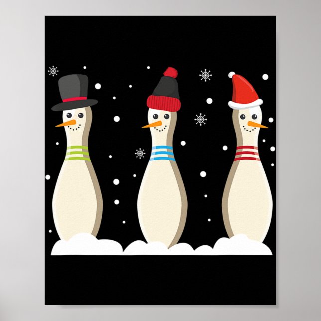 Póster Navidades de boliche de boliche de regalo de Santa (Frente)