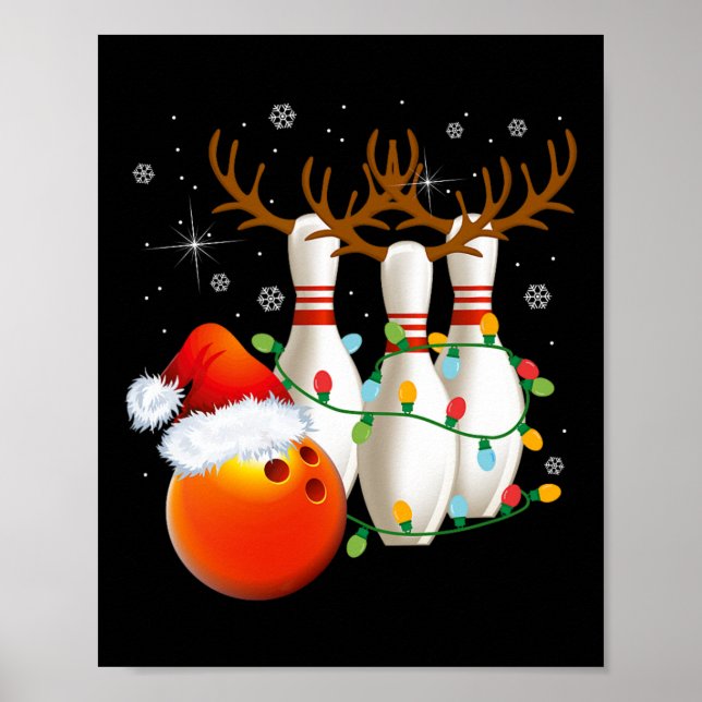 Póster Navidades de Bowling Gifts Bowling Santa Hat Chris (Frente)