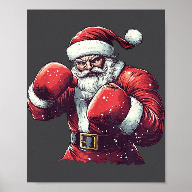 Póster Navidades de boxeo de Santa Boxeo Mma Muay Thai X (Frente)