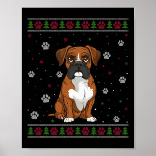 Póster Navidades de Boxeo Sweater Xmas Mascota Animal Dog