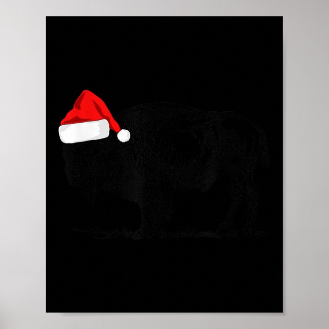 Póster Navidades De Búfalo Bison_ Búfalo En Santa Hat (Frente)