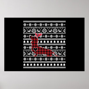 Póster Navidades de búfalos de la placa roja Dachshund