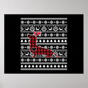 Póster Navidades de búfalos de la placa roja Dachshund