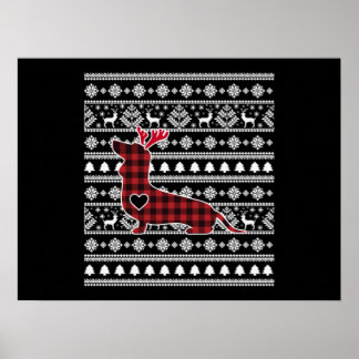 Póster Navidades de búfalos de la placa roja Dachshund
