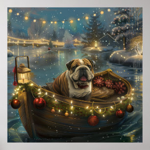 Póster Navidades de bulldog de vacaciones