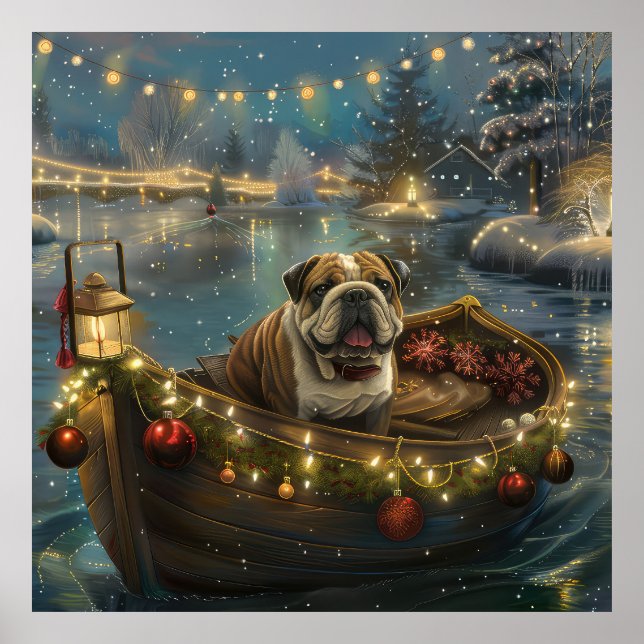 Póster Navidades de bulldog de vacaciones (Frente)
