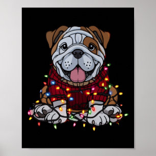 Póster Navidades De Bulldog Ingleses Cuidan A Santa Masco