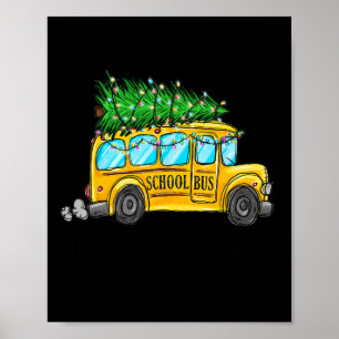 Póster Navidades de bus de escuela amarilla conductores d