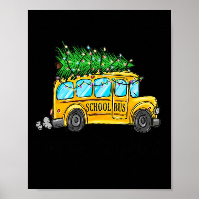 Póster Navidades de bus de escuela amarilla conductores d (Frente)