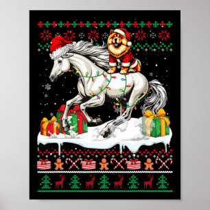 Póster Navidades de caballos de Santa Chow Riding Sweater