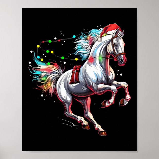 Póster Navidades de caballos de Santa Claus Vestido de eq (Frente)