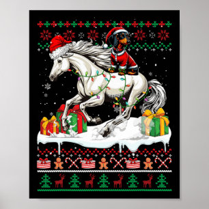 Póster Navidades de caballos de Santa Dachshund