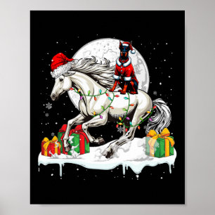 Póster Navidades de caballos de Santa Dobermann