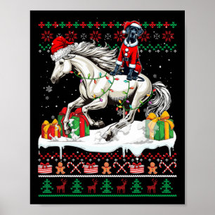 Póster Navidades de caballos de Santa Great Dane Riding S
