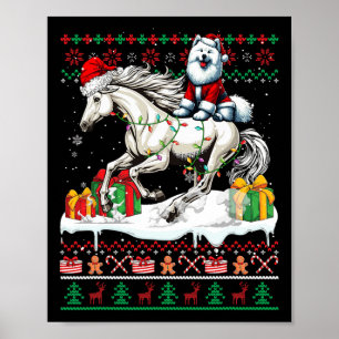 Póster Navidades de caballos de Santa Samoyed Sweater Lov