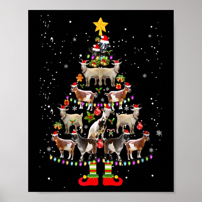 Póster Navidades de cabra Pajama Xmas Árboles de cabras E (Frente)