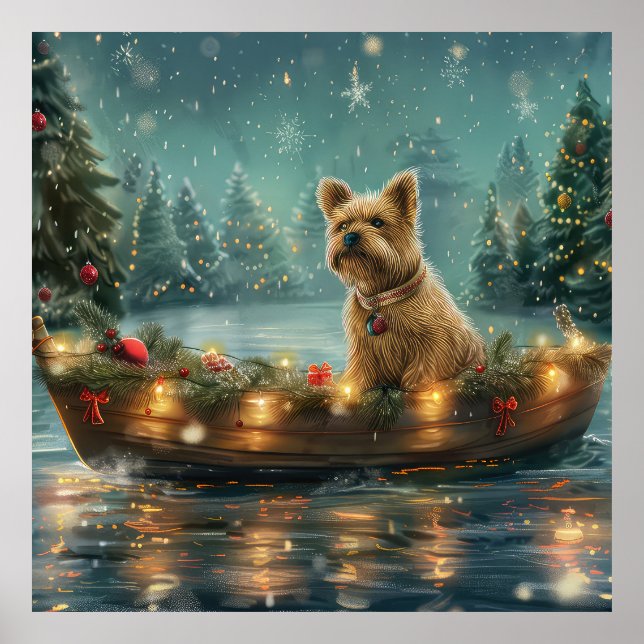 Póster Navidades de Cairn Terrier disfrutan de un viaje f (Frente)
