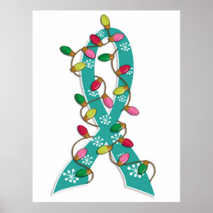 Póster Navidades de cáncer de ovario iluminan la cinta de