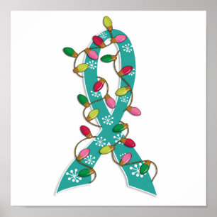 Póster Navidades de cáncer de ovario iluminan la cinta de