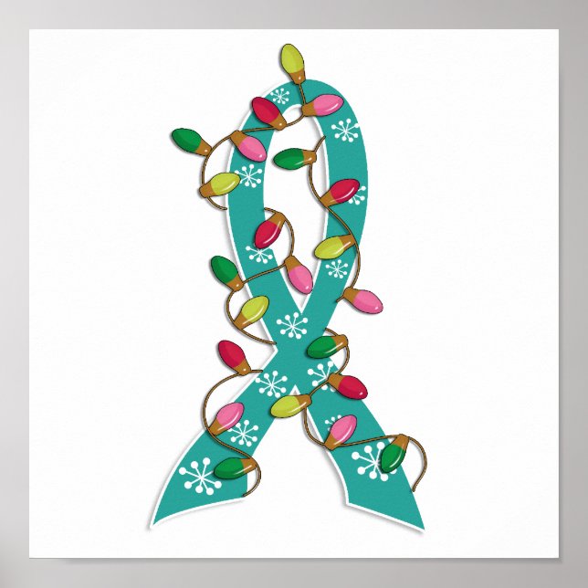 Póster Navidades de cáncer de ovario iluminan la cinta de (Frente)