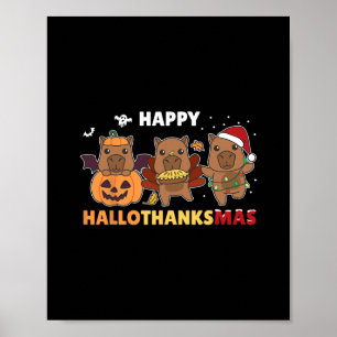 Póster navidades de capibara disfraces de halloween hallo