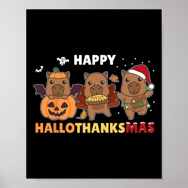 Póster Navidades de Capibara Disstume de Halloween Feliz  (Frente)